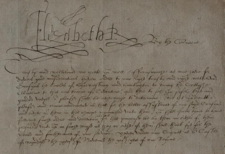 Queen Elizabeth I letter The Herbert Art Gallery & Museum